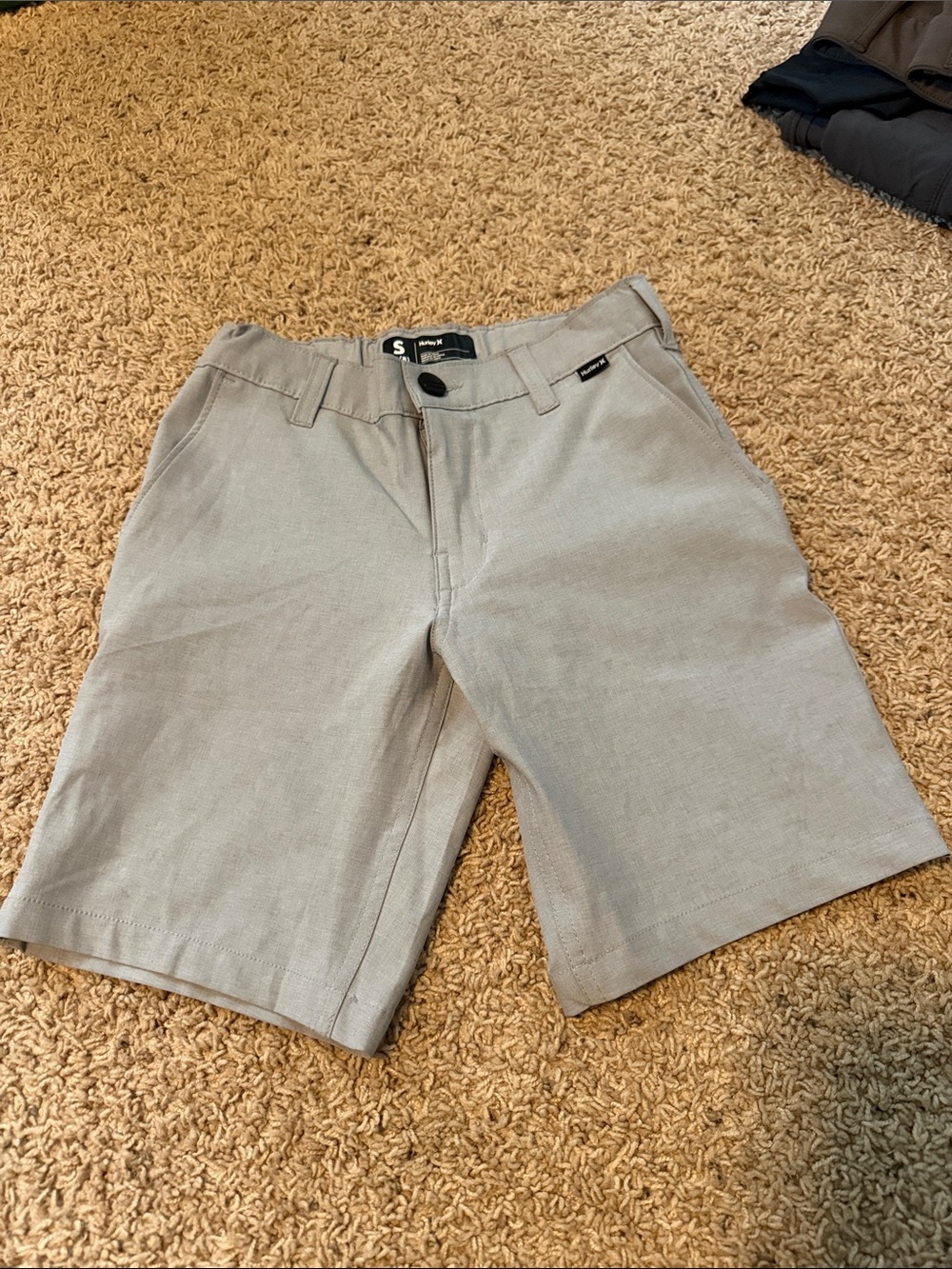 Boys Light Gray Casual Flat-Front Shorts